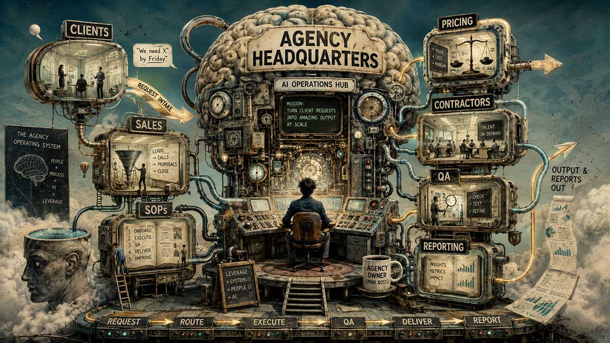 AI agency headquarters illustration
